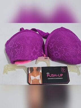 NO BOUNDARIES PURPLE PINK PUSH-UP BRA SIZE 34D New